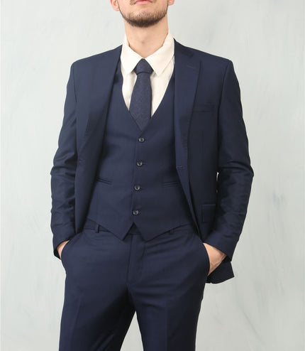 Men's Navy 3 Piece Formal Classic Prom Suit Workwear