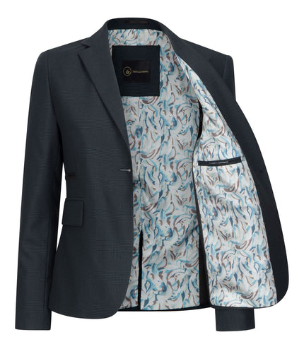 Women's Olive Three-Piece Tailored Fit Suit in Prince of Wales Check
