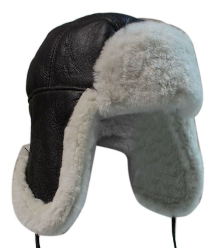 Men's B3 Brown Cream RAF Aviator Shearling Sheepskin WW2 Flying Hat