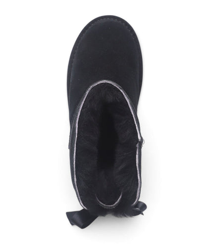 Women's Black Genuine Sheepskin Real Fur Winter Ankle Boots - Eclipse