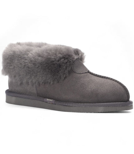 Women's Sheepskin Suede Ankle Grey Slip-On Bootie Winter - Glacier