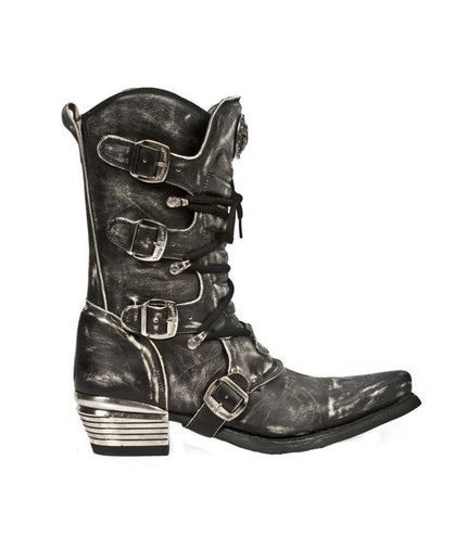 Inner side profile of New Rock M.7993-S3 men grey leather western boot