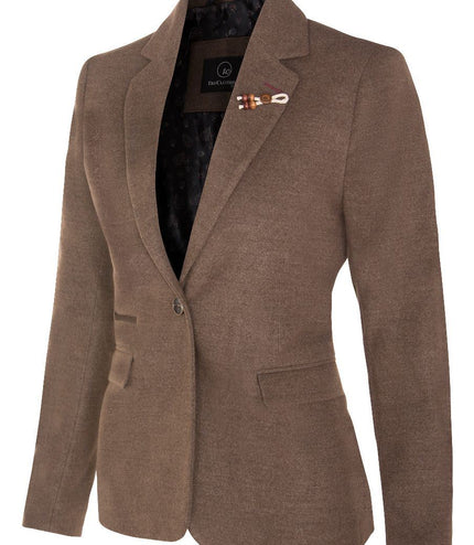Womens Tweed 1920s Herringbone Light Brown Blazer