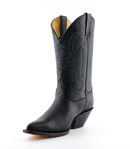 Grinders Black Leather Western Cowboy Boots - Buffalo