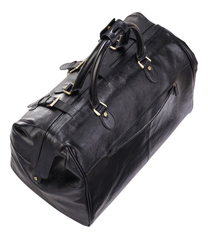 Genuine Leather Black Duffle Holdall Vintage Travel Gym Bag - Windsor