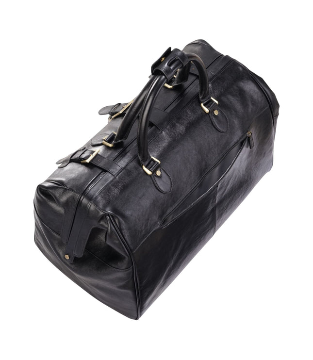 Genuine Leather Black Duffle Holdall Vintage Travel Gym Bag - Windsor