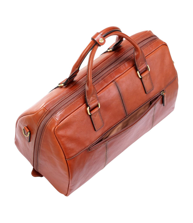 Vintage Genuine Leather Tan Holdall Duffle Gym Travel Bag - Atlas