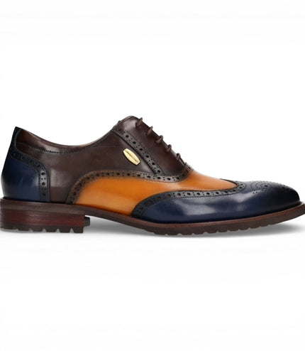 Lorenzo Conti Men's Blue Brown Leather Brogue Oxford DressShoes - Antonin 01