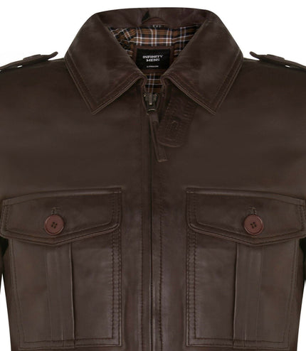 Mens Leather Parka Safari Coat-Mesa Verde - Brown