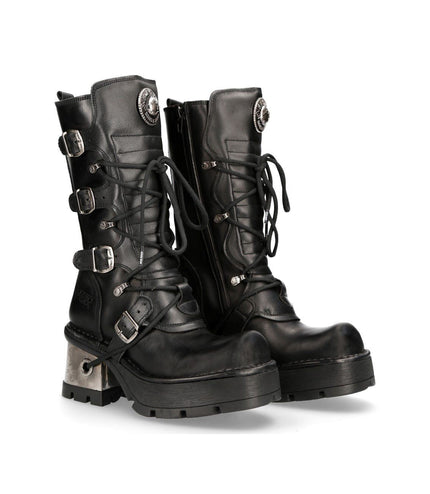 New Rock Women'S Leather Gothic Mid-Calf Boots - 373-S33