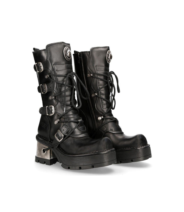 New Rock Women'S Leather Gothic Mid-Calf Boots - 373-S33
