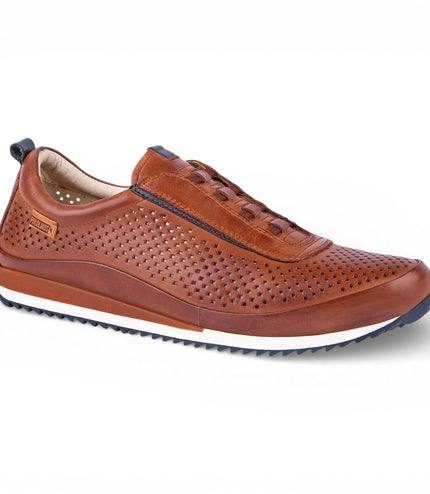 Pikolinos Men's Brown Leather Elastic Slip-on Sneaker Trainers Shoes - Liverpool