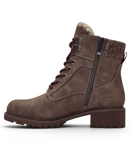 Tamaris Women’s Taupe Warm Lace-Up Winter Outdoor Ankle Boots - 26266-43