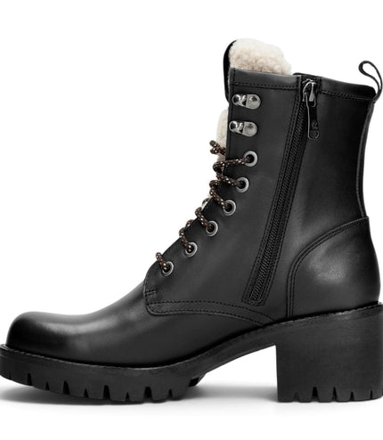 Panama Jack Women's Black Leather Waterproof Warm Heeled Lace-Up Boots - Tibi B1