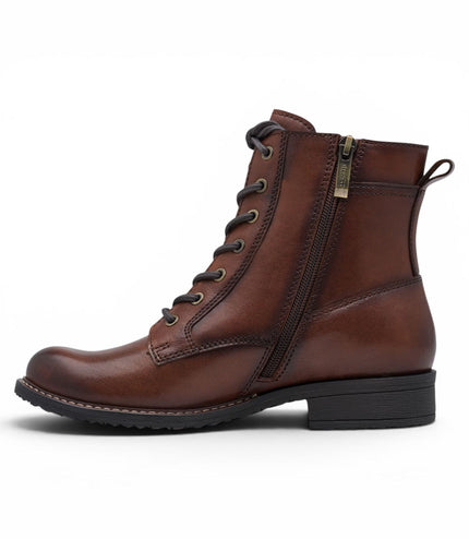 Tamaris Women's Brown Leather Lace-Up Combat Boots - 25224-47