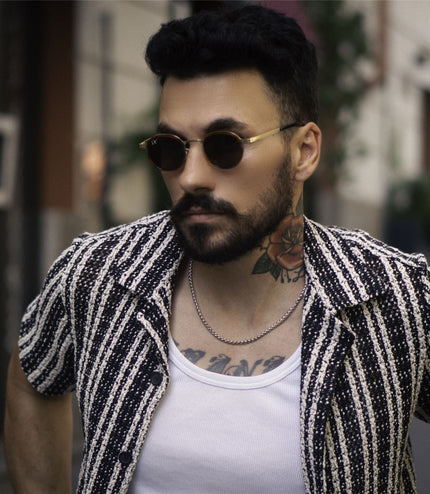 De-Gamme Gold Retro Round Polarized Sunglasses - Paris