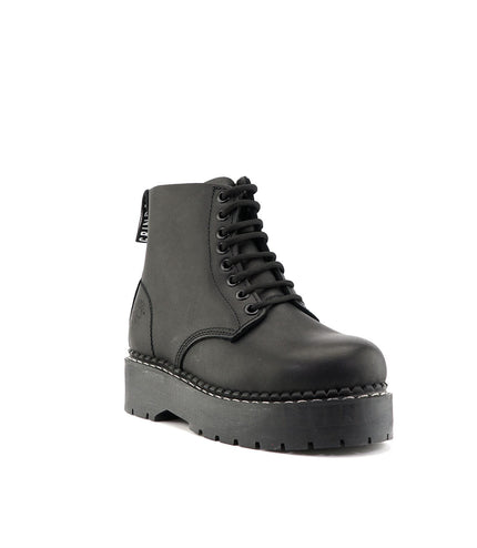 Grinders Unisex Black Chalie Acs Leather Ankle Casual Lace Up Boots