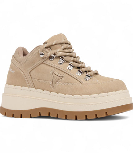 Windsorsmith Womens Sand Brown Suede Chunky Platform Sneakers Trainers - Ultimatum