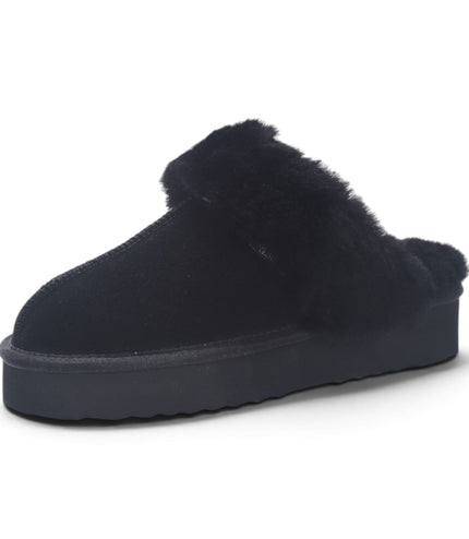 Womens Genuine Sheepskin Fur Mule Winter Slippers
