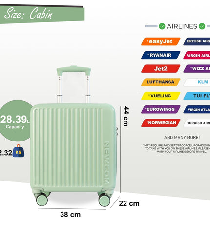 Hard Shell Cabin 44 x 22 x 38 cm Green TSA Secure Luggage Suitcase Suitable for Easyjet, Ryanair