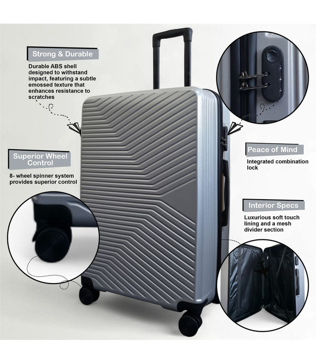 Junee Set of 3 Hard Shell Suitcase in Silver