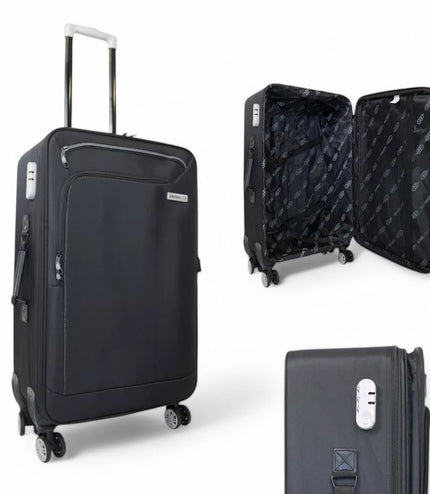 Handa Set of 3 Soft Shell Suitcase in Black