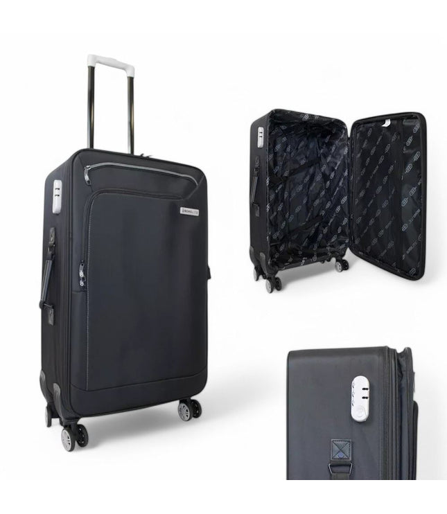 Handa Set of 3 Soft Shell Suitcase in Black