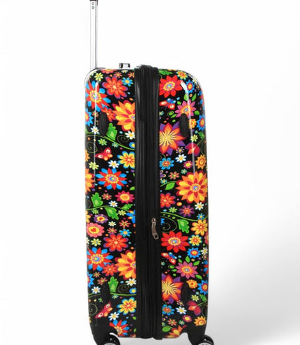 Ballina Large Hard Shell Suitcase in Black Flower