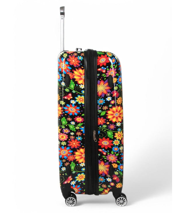 Ballina Large Hard Shell Suitcase in Black Flower