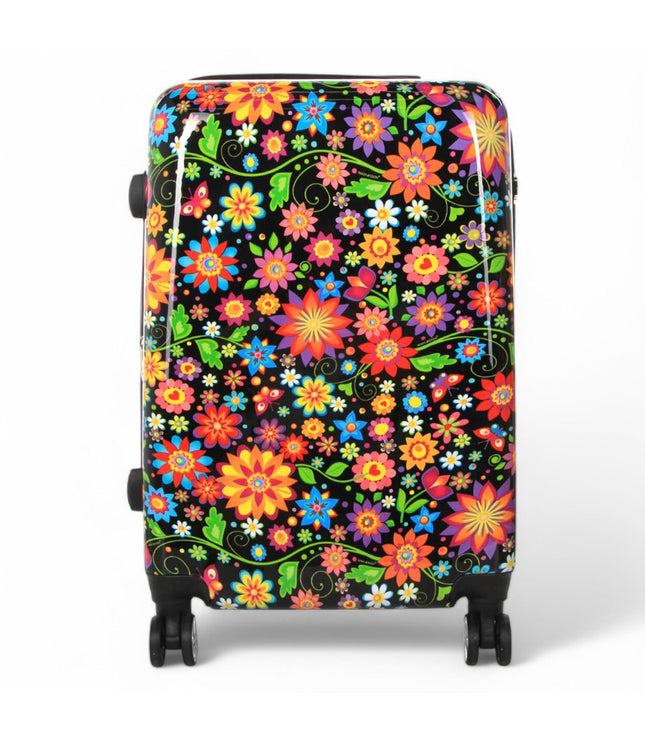 Ballina Medium Hard Shell Suitcase in Black Flower