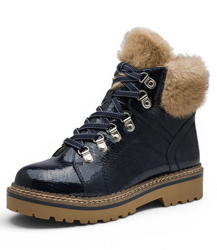 Tamaris Women’s Blue Faux Leather Warm Winter Ankle Boots - 26264-43
