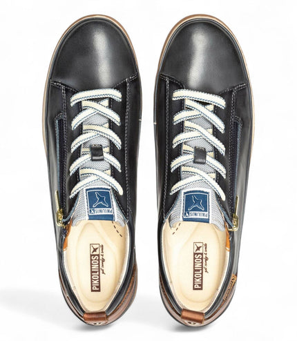 Pikolinos Women's Ocean Blue Leather Laces & Zipper Trainers - Vigo