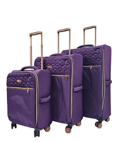 Bexley Set of 3 Soft Shell Suitcase in Purple