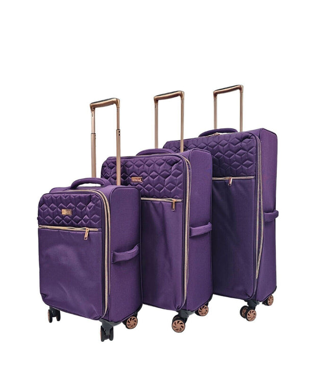 Bexley Set of 3 Soft Shell Suitcase in Purple