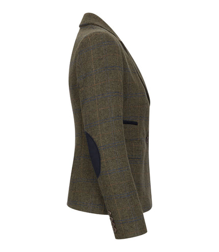 Women's Olive 2 Piece Set Tweed Blazer Waistcoat in Herringbone Check