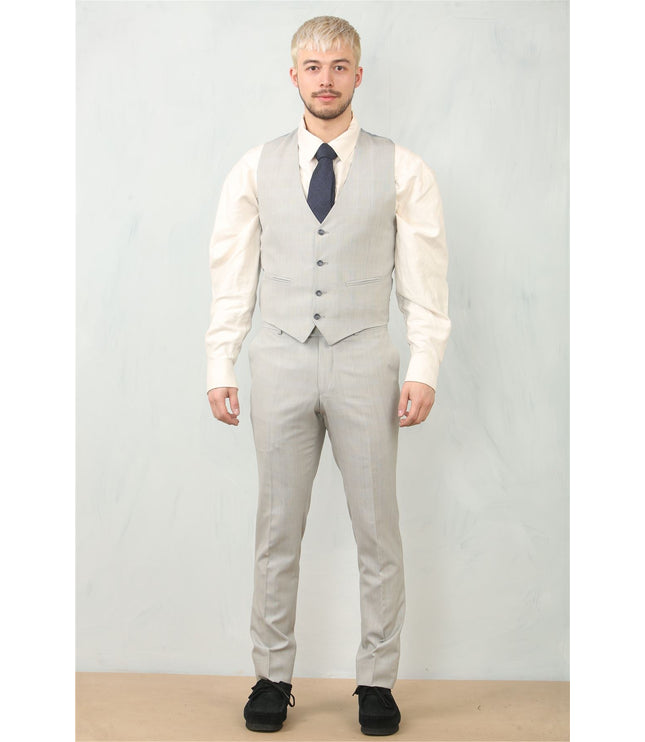 Men's 3 Piece Prince Of Wales Grey Suit Workwear