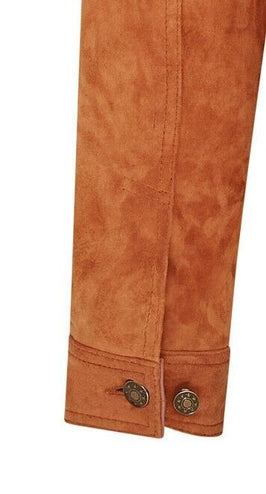 Mens Trucker Goat Suede Western Leather Jeans Jacket - Yangon - Tan