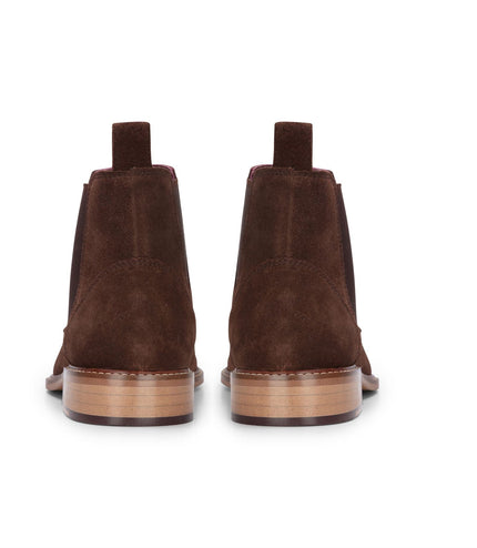 London Brogues Men's Brown Suede Leather Slip-On Chelsea Ankle Boots