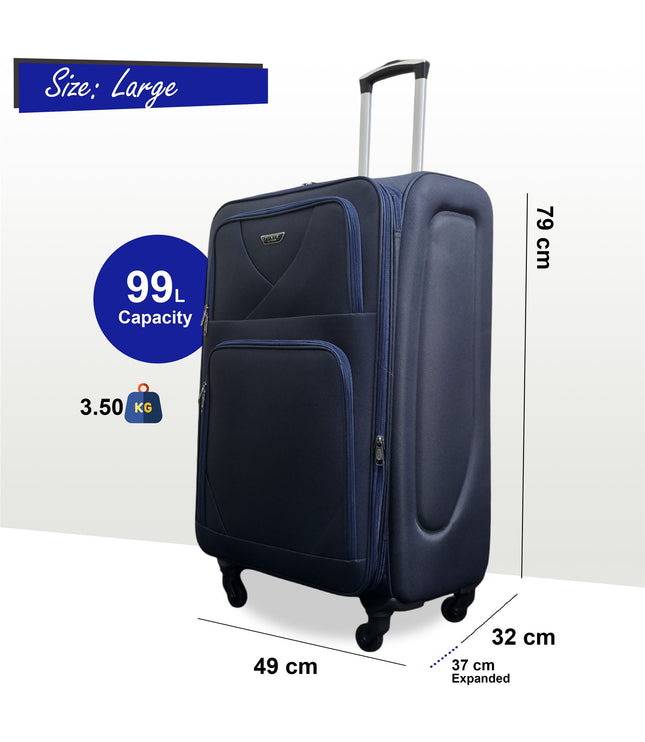 Nagoya Large Soft Shell Suitcase in Navy