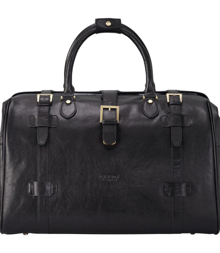 Genuine Leather Black Duffle Holdall Vintage Travel Gym Bag - Windsor