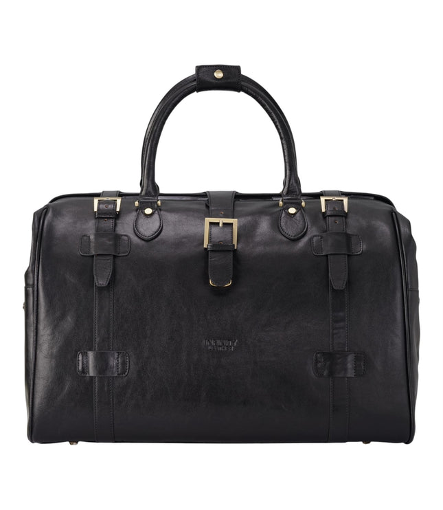Genuine Leather Black Duffle Holdall Vintage Travel Gym Bag - Windsor