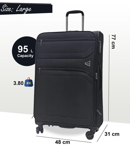 Corby Large Soft Shell Suitcase in Black