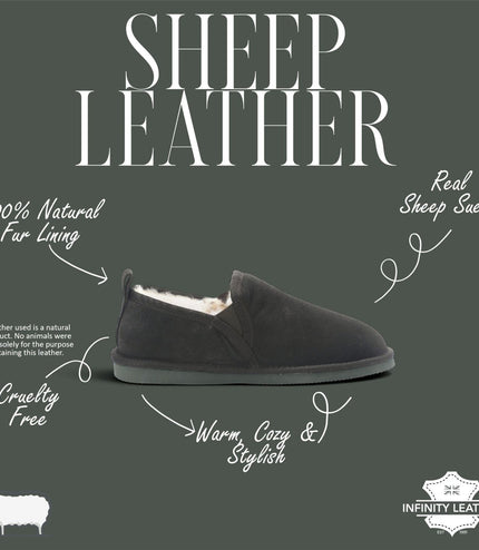 Men's Olive Green Genuine Sheepskin Suede Slipper Winter Moccasins - Cedar