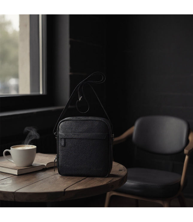 Genuine Leather Black Vintage Messenger Crossbody Travel Bag - Hawthrone