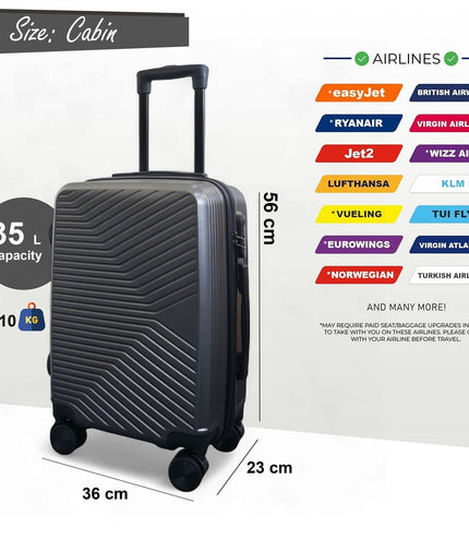 Junee Cabin Hard Shell Suitcase in Charcoal Grey