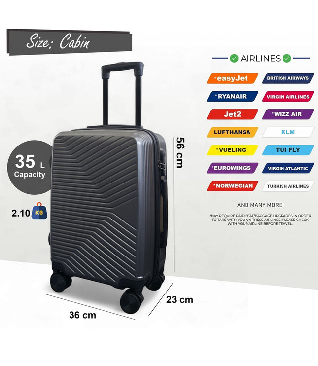 Junee Cabin Hard Shell Suitcase in Charcoal Grey