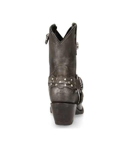 New Rock Black Leather Pointed Cowboy Boots - WSTM005-S1