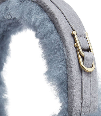Womens Sheepskin Shearling Winter Ear Muffs Warm Comfortable - Grey