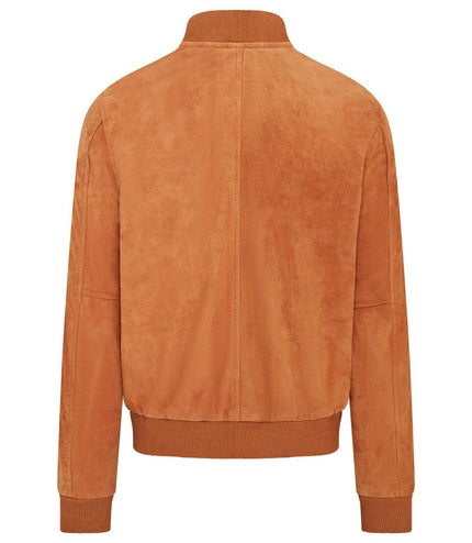 Mens Soft Goat Suede MA-1 Varsity Bomber Jacket  - Dalian - Tan
