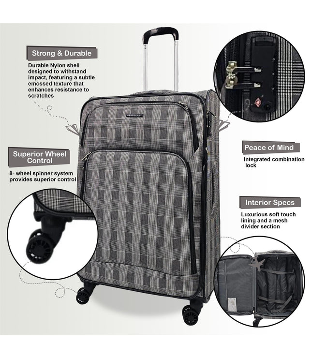 Ashbourne Medium Soft Shell Suitcase in Stripe